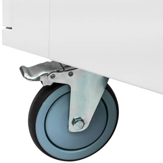 Charging and transport cabinet for 20 tablets and laptops white with 24 schuko on 2 strips