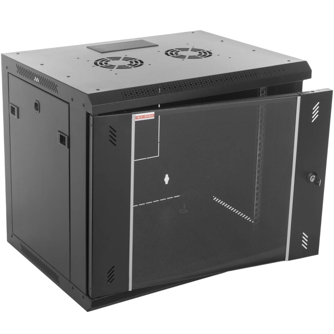 Armário rack de parede 19'' 9U 600x300x506 mm SOHORack by RackMatic em preto RAL 9005