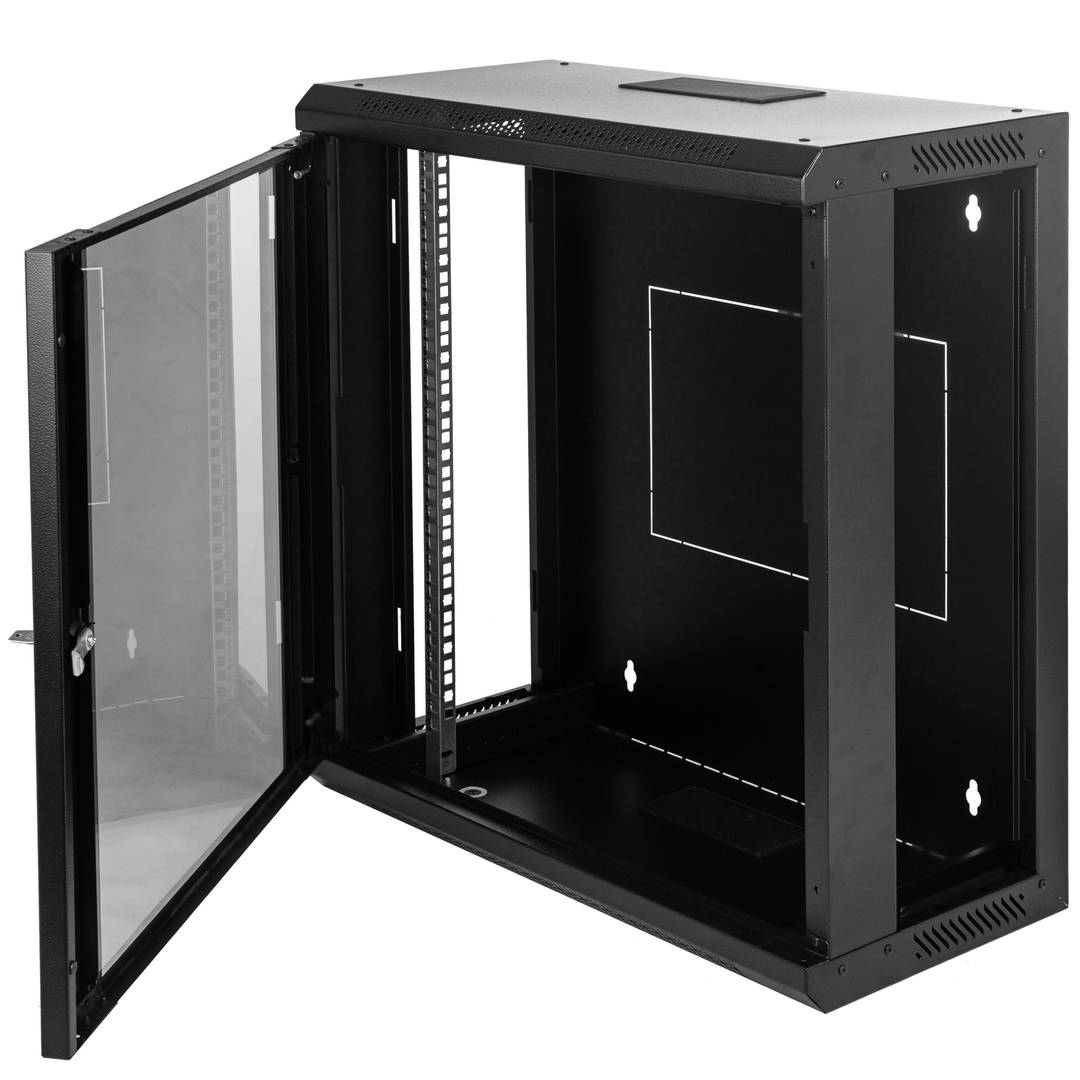 19'' 12U 600x300x639 mm wandmontierter Rackschrank SOHORack von RackMatic in Schwarz RAL 9005