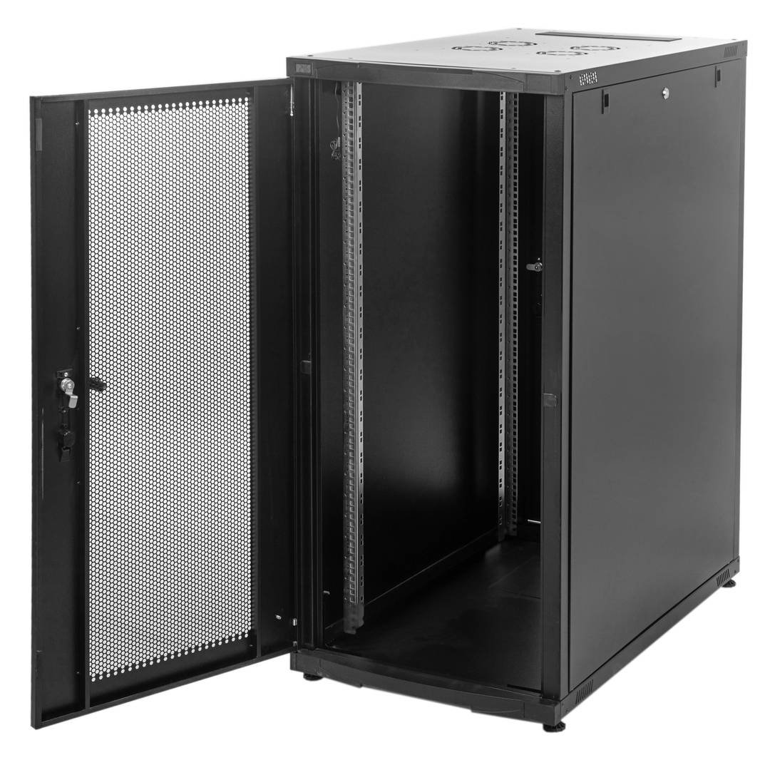 Armari rack 19'' de peu 26U 600x1000x1269mm MobiRack de RackMatic Negre i porta de metall perforat