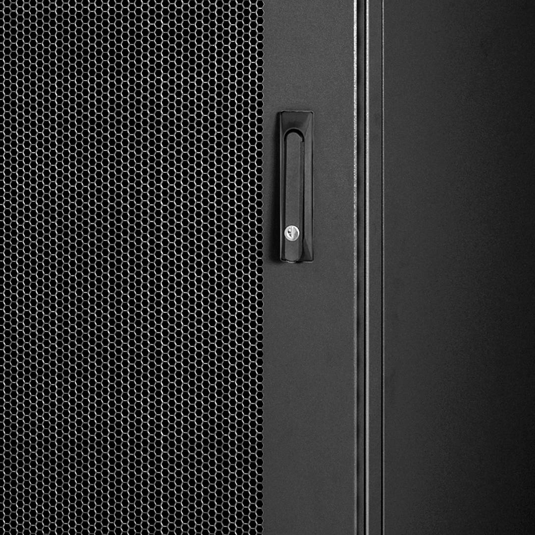 19'' standing rack cabinet 42U 600x1000x1713mm MobiRack by RackMatic Black and perforated metal door