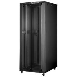 Armário rack de piso 19'' 42U 800x1000x1980mm MobiRack by RackMatic Preto e porta metálica perfurada