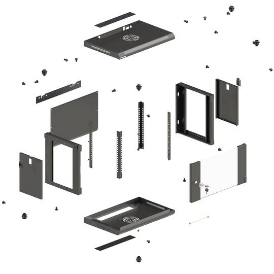 Armário de parede 19'' 4U 540x350x281mm preto desmontado parede faça você mesmo Lanberg