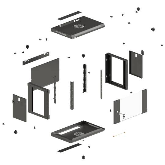 Armario rack mural 19'' 9U 540x350x500mm negro pared desmontado DIY Lanberg