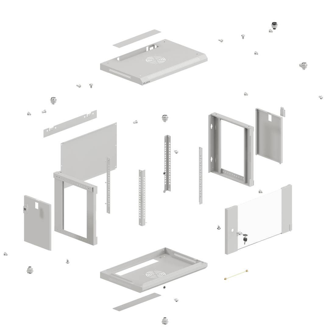Armadio rack a parete 19'' 4U 540x350x281mm bianco smontabile fai da te Lanberg