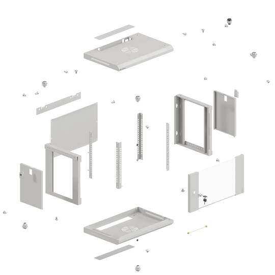Armadio rack a parete 19'' 4U 540x350x281mm bianco smontabile fai da te Lanberg