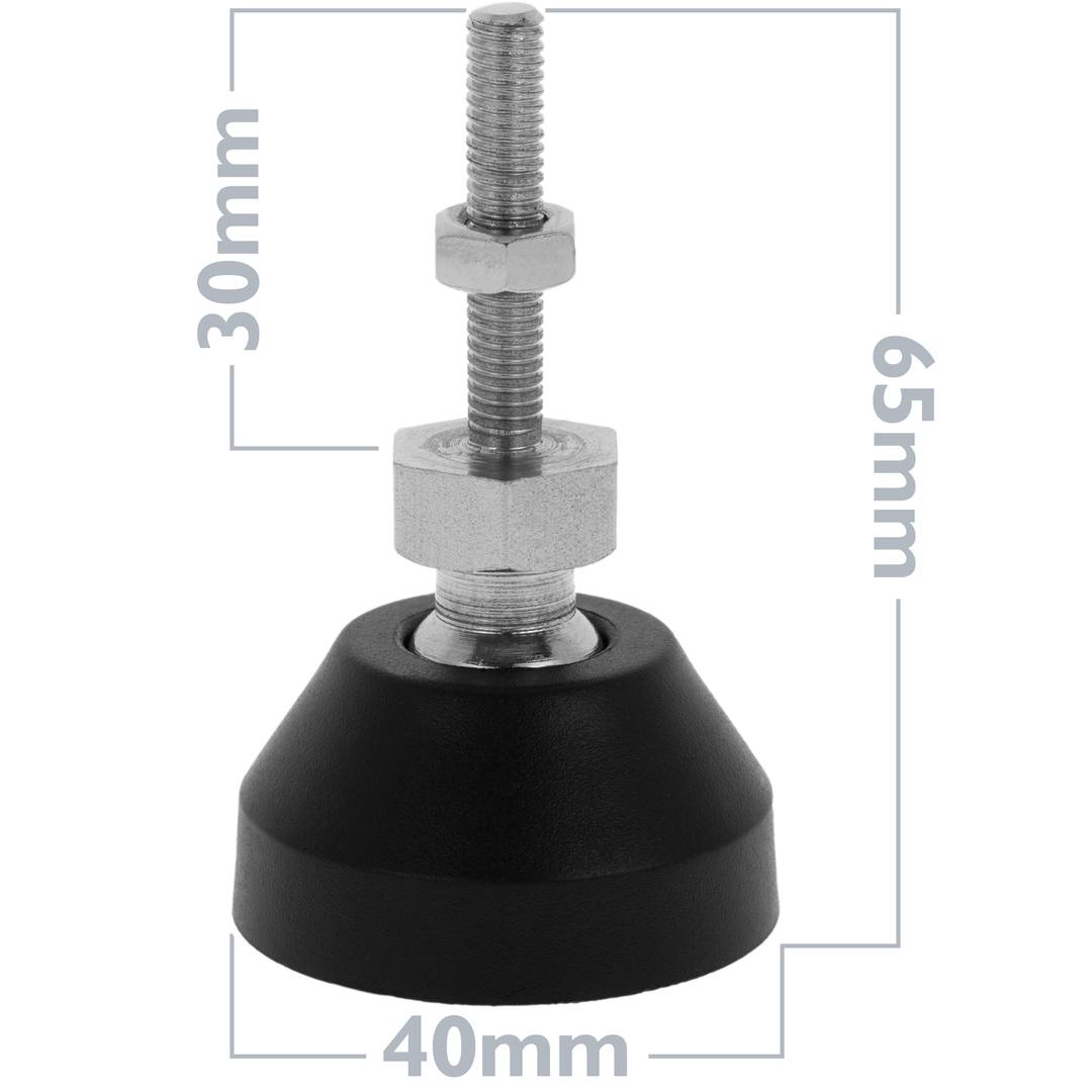 Metrische stelvoeten M6 pak van 4 stuks.