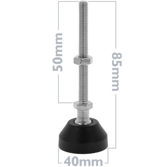 Metric leveling feet M6 pack of 4 units.