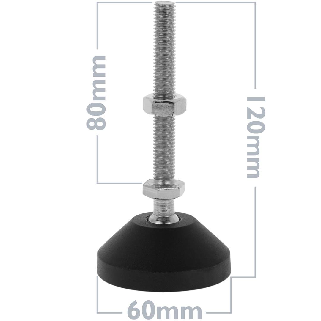 Pés niveladores métricos M10 pacote de 4 unidades.