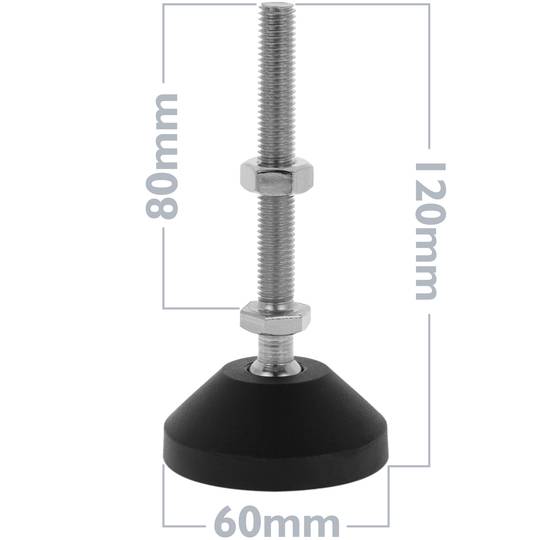 Pés niveladores métricos M10 pacote de 4 unidades.