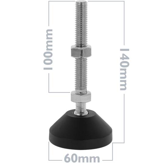 Metric leveling feet M12 pack of 4 units.