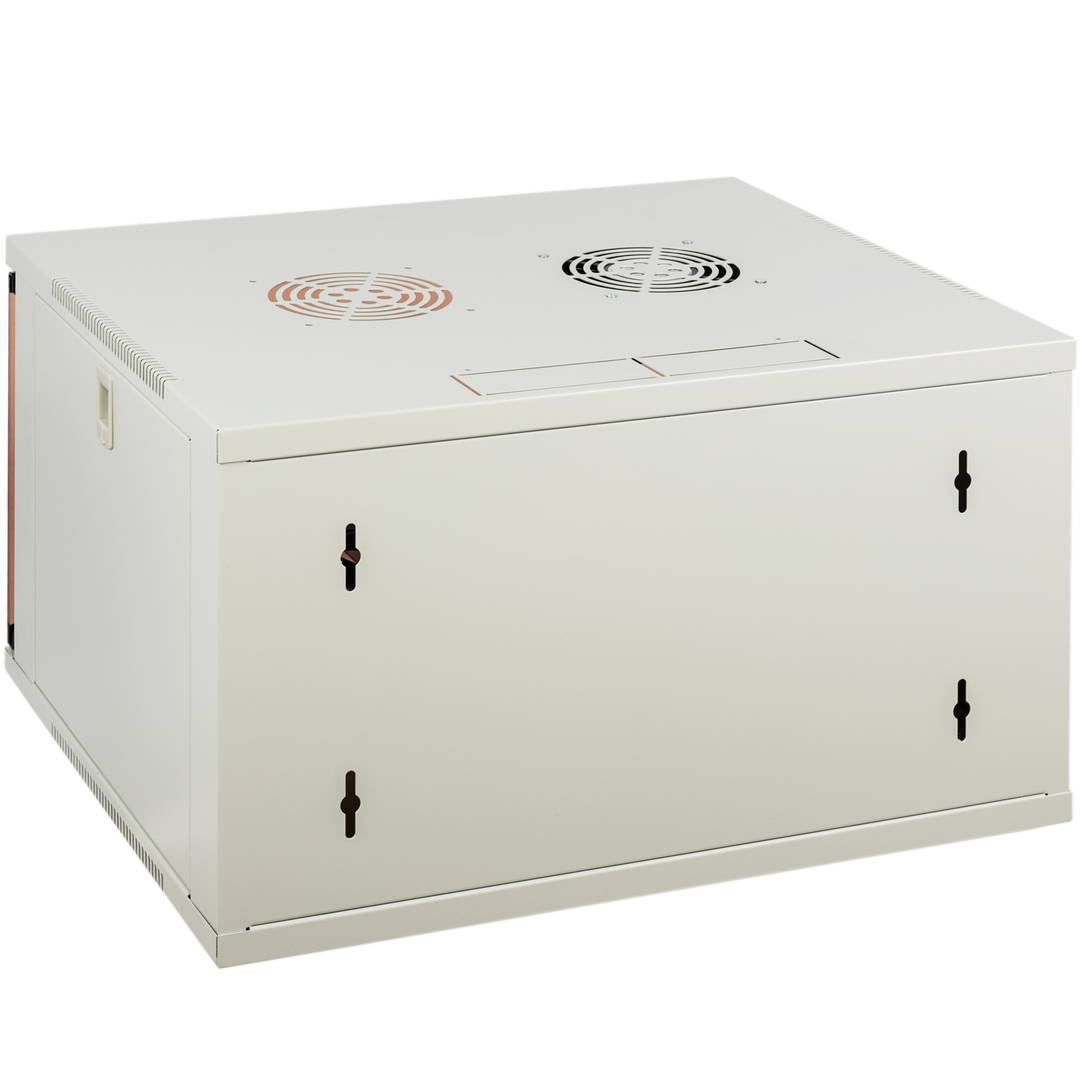 Szafa rack 19 mural 6U biały SOHOrack 540x450x312 mm z tacą 255 mm i wentylatorem