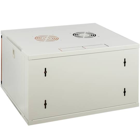 Szafa rack 19 mural 6U biały SOHOrack 540x450x312 mm z tacą 255 mm i wentylatorem