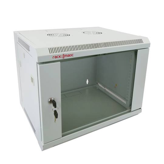 RackMatic 19'' 9U Wandregalschrank 570x450x520mm SOHORack zerlegt DIY weiß RAL7035 von RackMatic