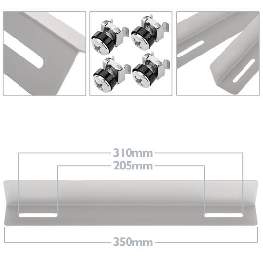 Guias laterais fixas para suporte de rack 19 branco 350mm