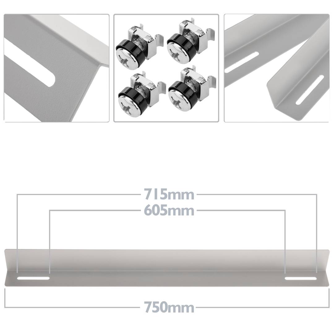 Fixed side guides for rack cabinet support 19 white 750mm