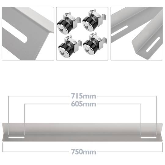 Fixed side guides for rack cabinet support 19 white 750mm