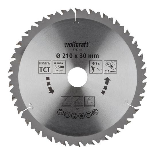 Cutting disc for circular saw with 30 teeth and a diameter of 210 mm Wolfcraft 6737000
