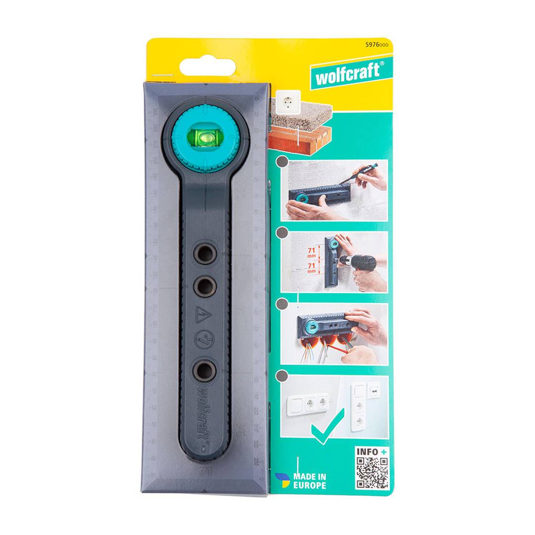 Gabarit de perçage pour électricité 71 et 91 mm Wolfcraft 5976000