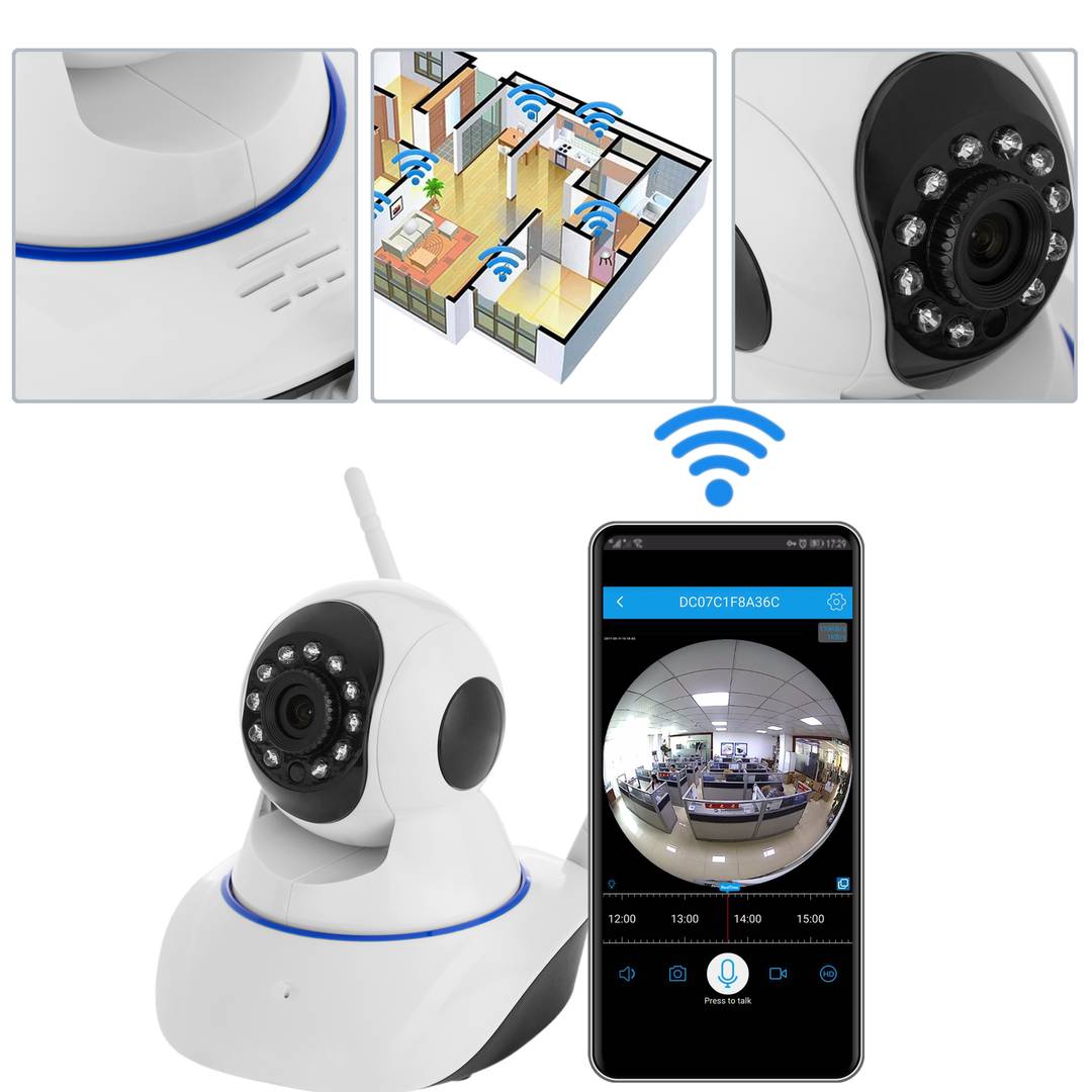 Telecamera di sorveglianza wifi a 360º con visione notturna a infrarossi