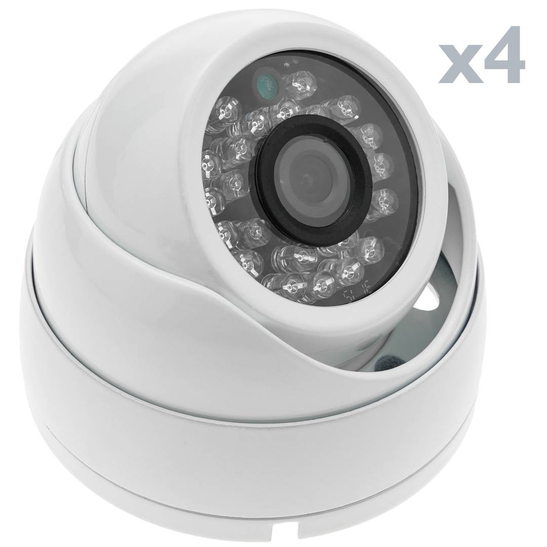 Kit de videovigilancia DVR con 4 cámaras domo compatible HDMI VGA CVBS IP