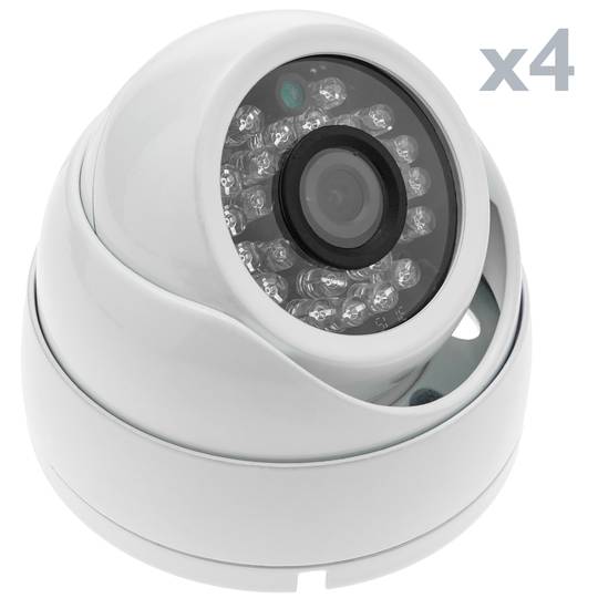 Kit de videovigilancia DVR con 4 cámaras domo compatible HDMI VGA CVBS IP
