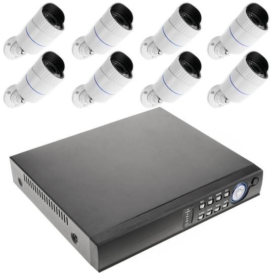 Kit video sorveglianza DVR con 8 camere piedistallo compatibili HDMI VGA CVBS IP