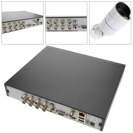 Kit video sorveglianza DVR con 8 camere piedistallo compatibili HDMI VGA CVBS IP