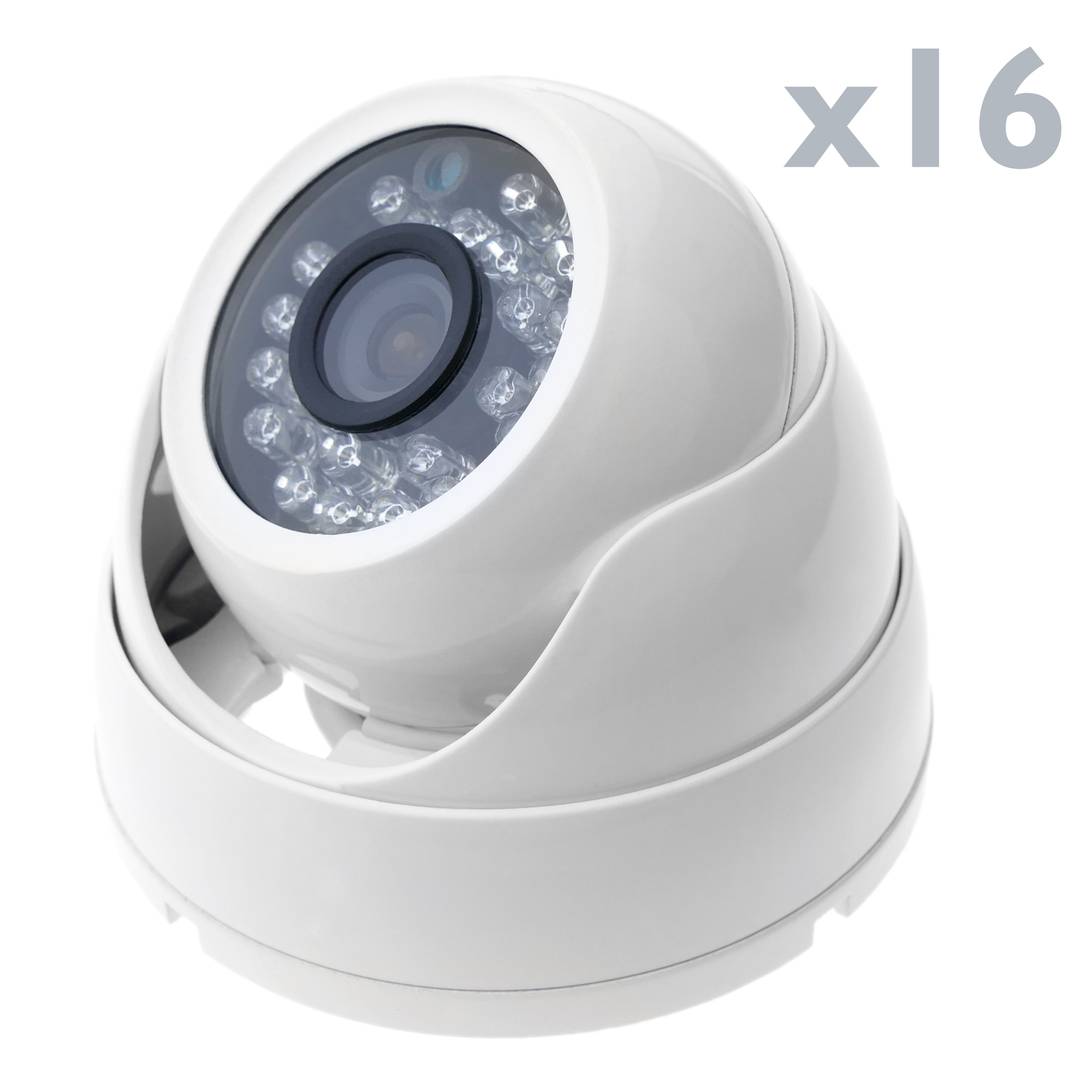 Kit de videovigilancia DVR con 16 cámaras domo compatible HDMI VGA CVBS IP