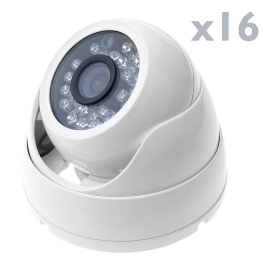 Kit de videovigilancia DVR con 16 cámaras domo compatible HDMI VGA CVBS IP