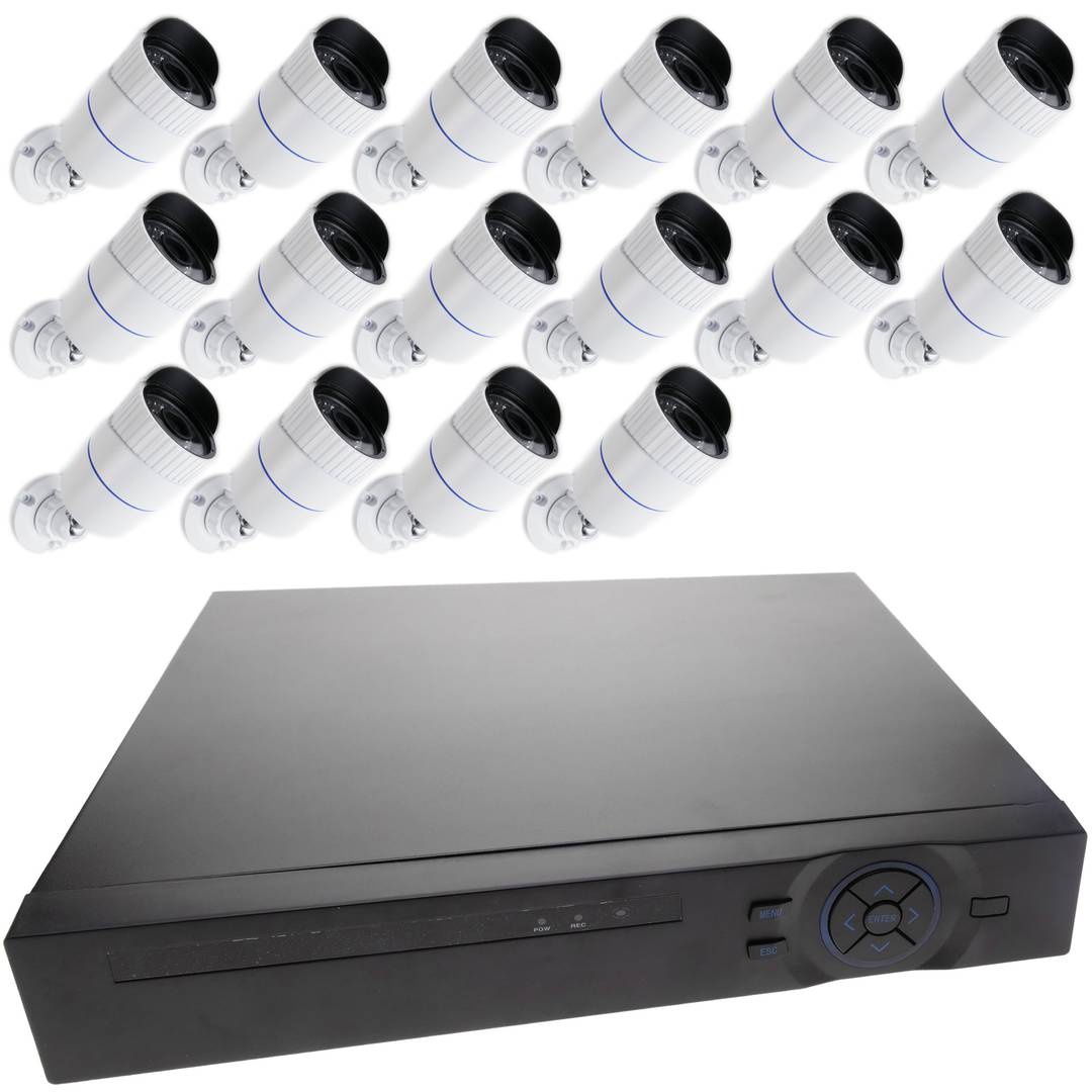Kit de vídeo vigilància DVR amb 16 càmeres peanya compatible HDMI VGA CVBS IP