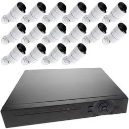 Kit de vidéo surveillance DVR avec 16 caméras piédestal compatible HDMI VGA CVBS IP