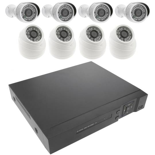 Kit de vídeo vigilància DVR amb 8 càmeres peanya i domo compatible HDMI VGA CVBS IP RS485