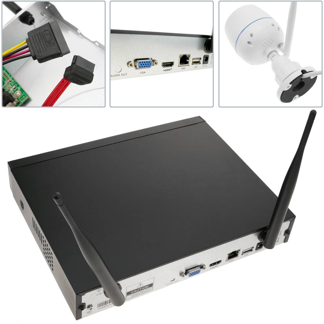 Lanberg ICS-0404-0030 kit de videovigilancia Inalámbrico y alámbrico 4  canales