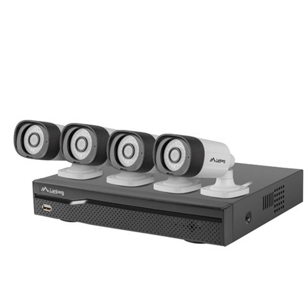 Kit de 4 cámaras de videovigilancia de Lanberg de 5MP NVR PoE y con 8 canales