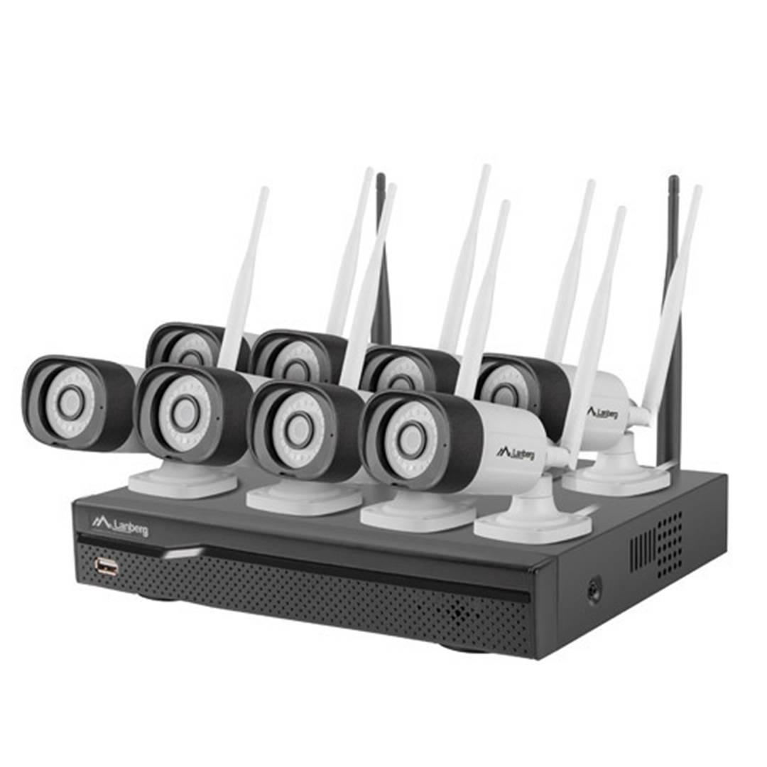 Kit de 8 cámaras de videovigilancia de Lanberg de 2MP NVR WiFi y con 8 canales