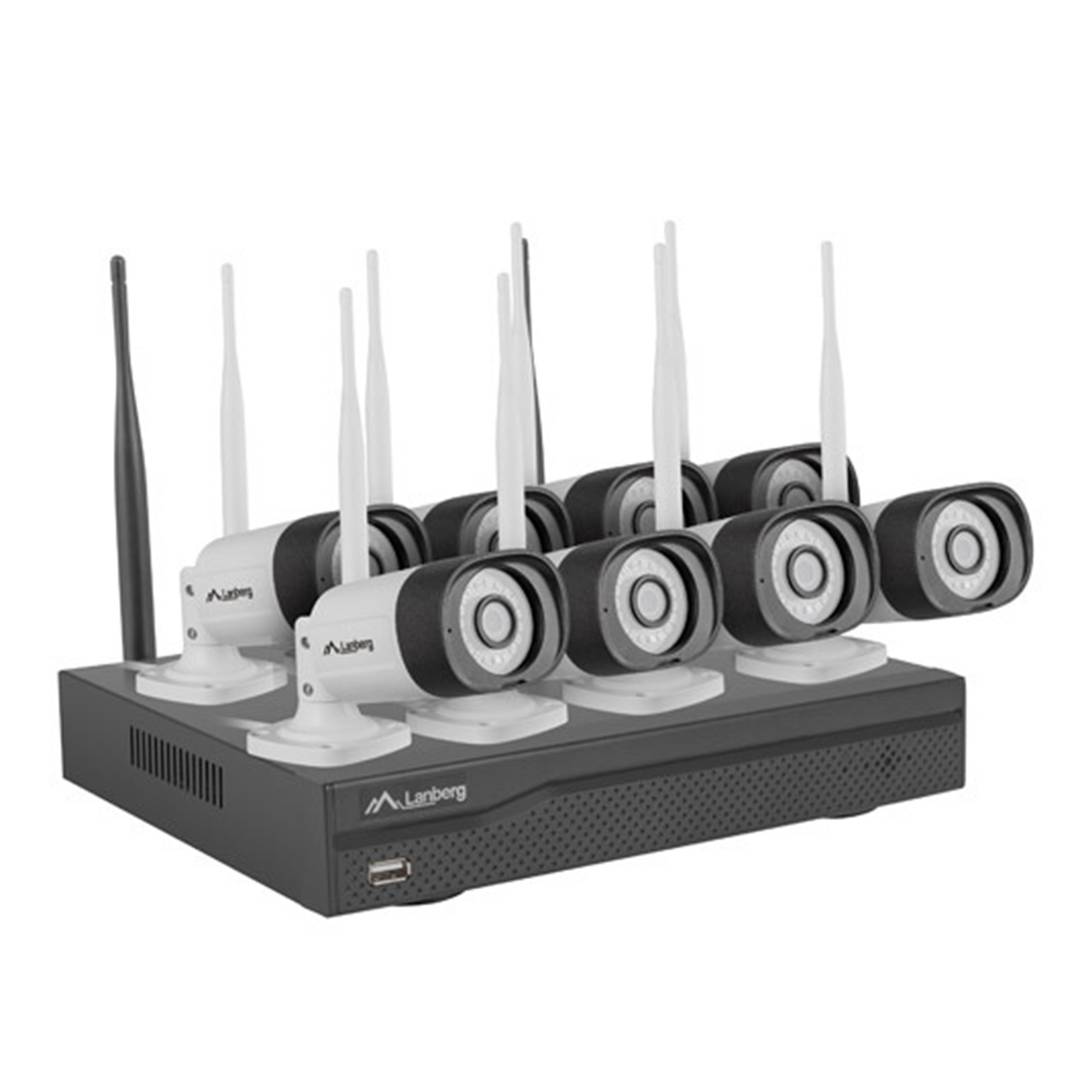 Kit de 8 cámaras de videovigilancia de Lanberg de 2MP NVR WiFi y con 8 canales