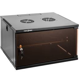 Armario rack 19" mural de 6U negro SOHOrack 540x450x312 mm con bandeja 255 mm y ventilador