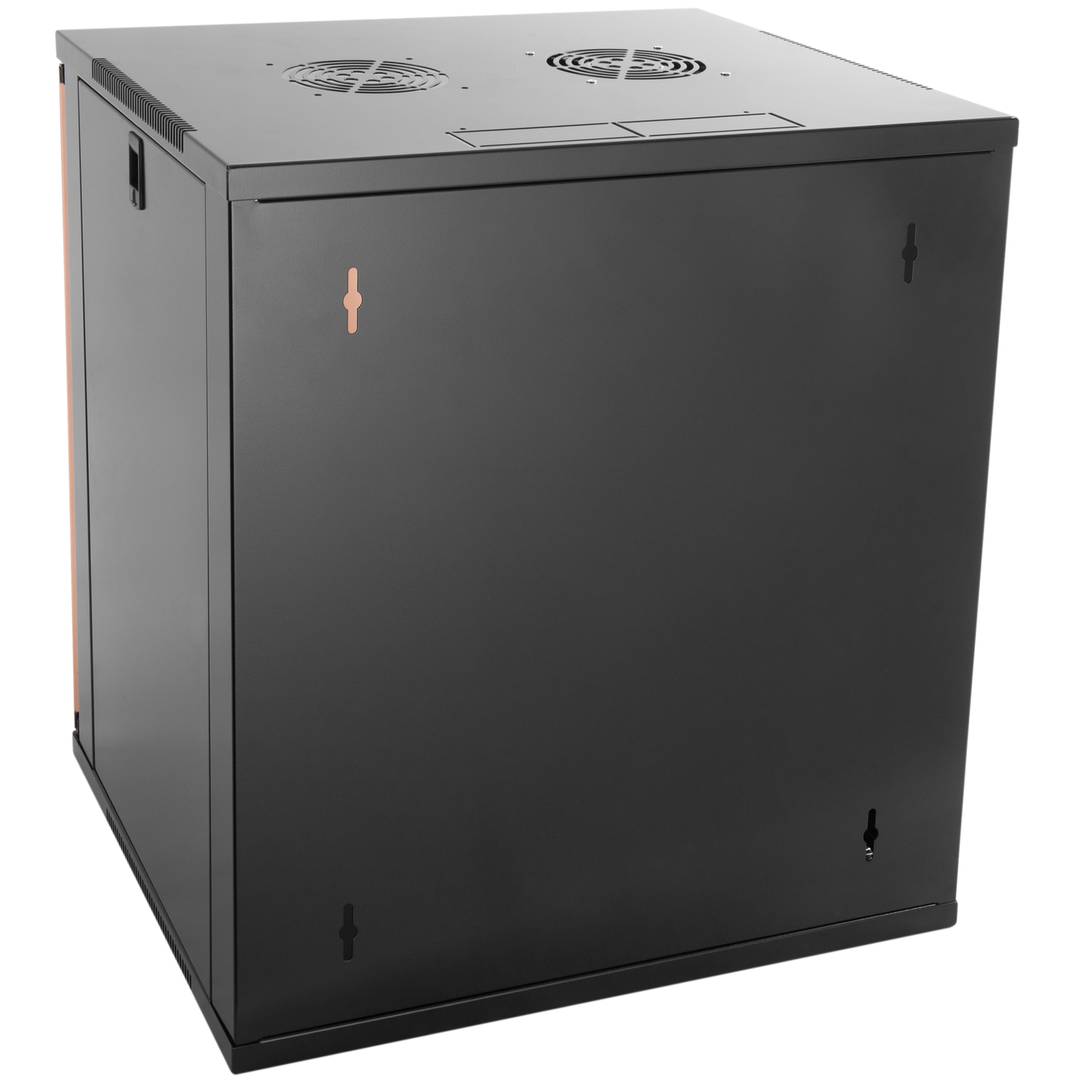 Szafa rack 19 mural 12U czarny SOHOrack 540x450x580 mm z tacą 255 mm i wentylatorem