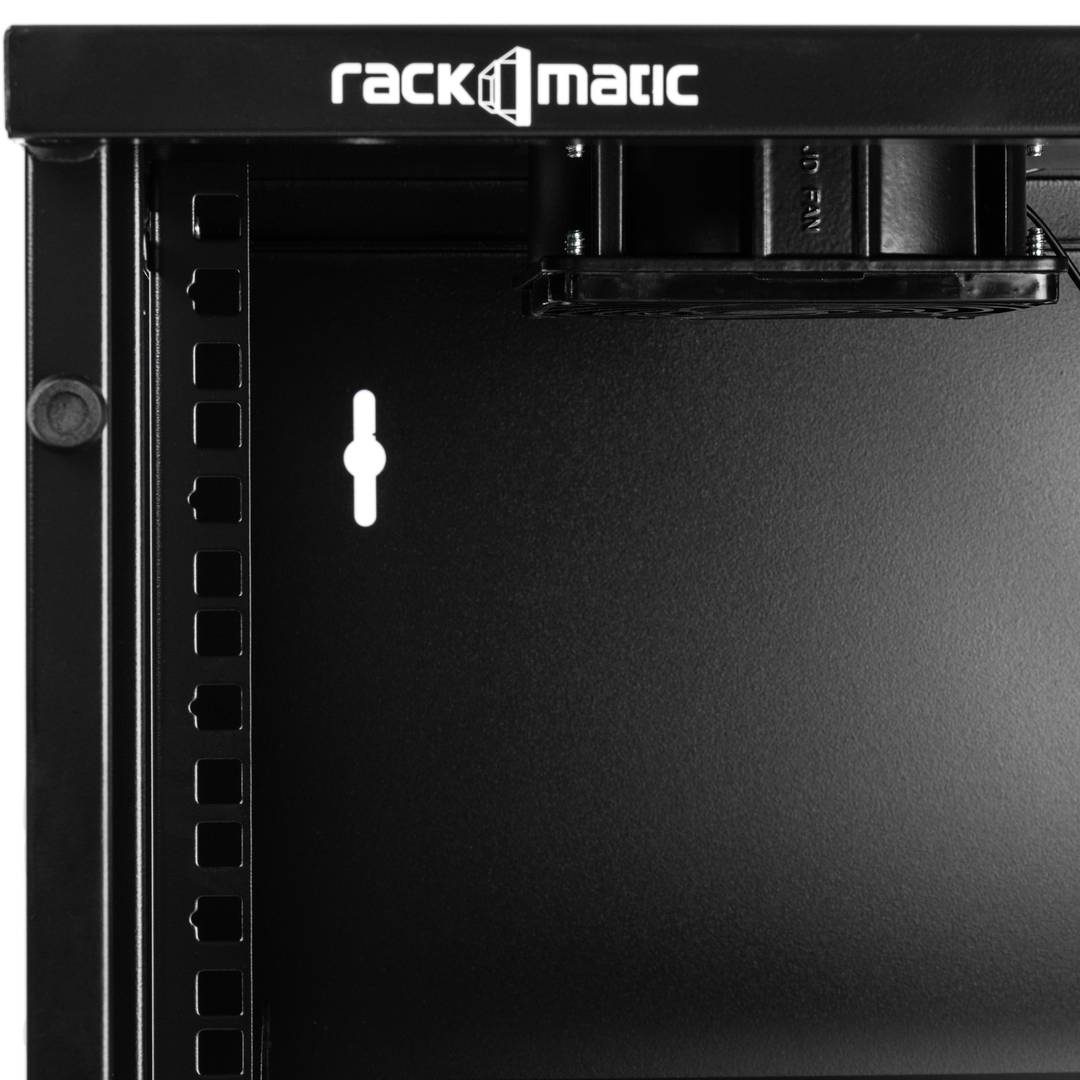 Szafa rack 19 mural 12U czarny SOHOrack 540x450x580 mm z tacą 255 mm i wentylatorem
