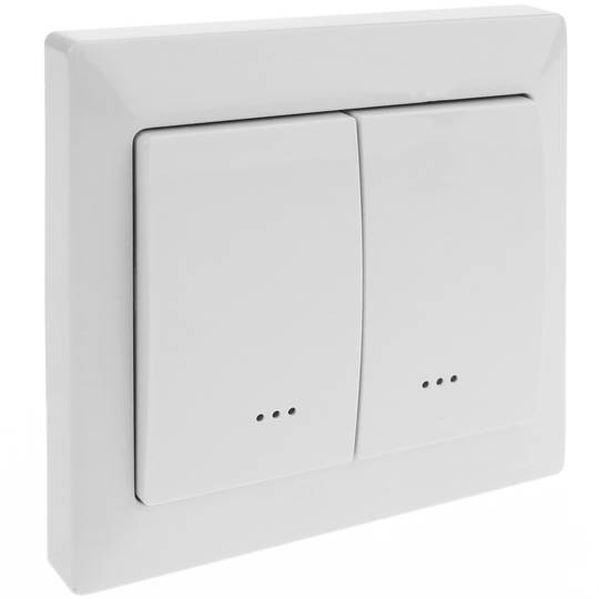 Interruptor 80x80mm sem fio Z-Wave 6A 230VAC dual branco