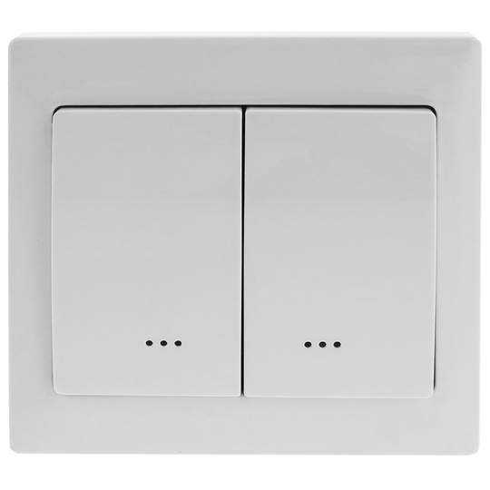 Interruptor 80x80mm sem fio Z-Wave 6A 230VAC dual branco