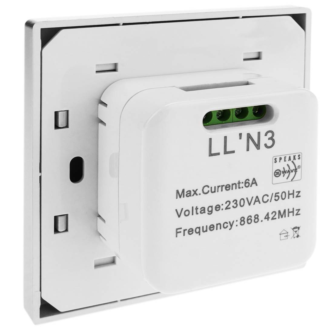 Switch 80x80mm wireless Z-Wave 6A 230VAC simple silver