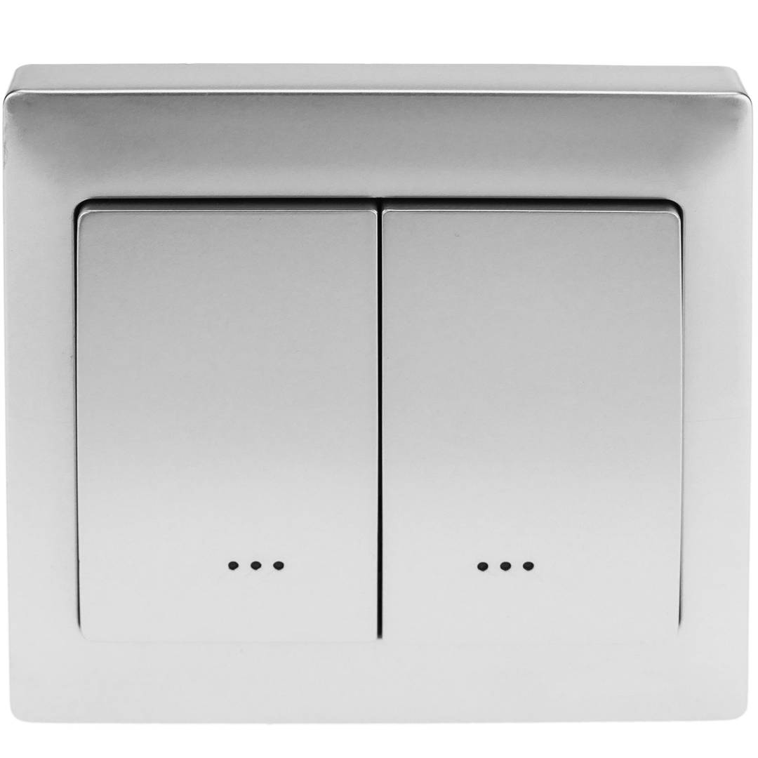 Funkschalter 80x80mm Z-Wave 6A 230VAC doppelt silber
