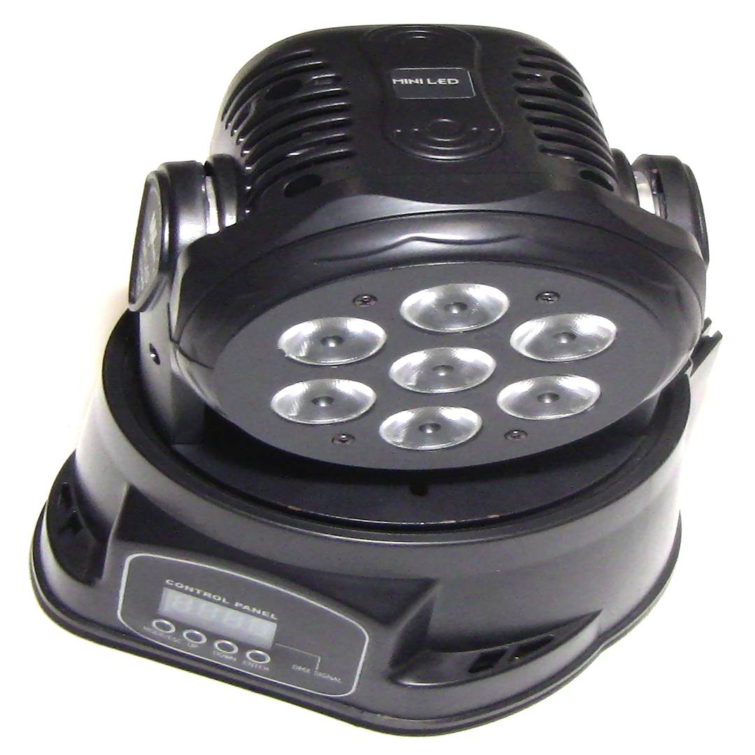 Bewegende koplamp 7 LED 12W RGB DMX512 zwart