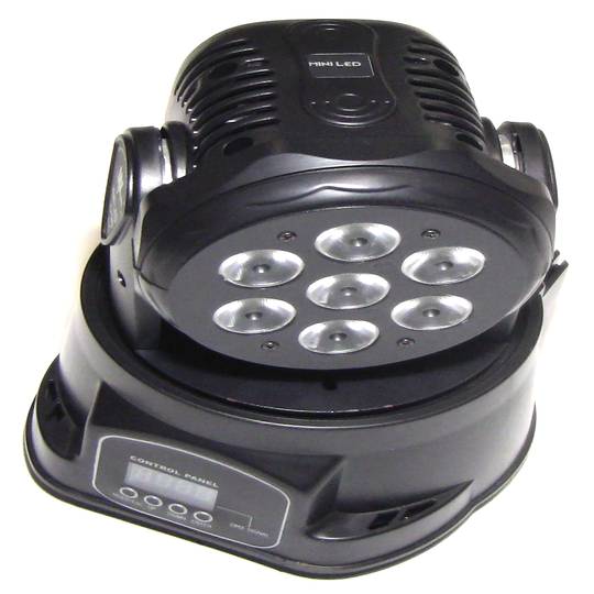Bewegende koplamp 7 LED 12W RGB DMX512 zwart