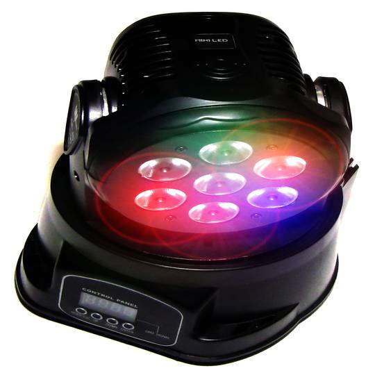 Bewegende koplamp 7 LED 12W RGB DMX512 zwart