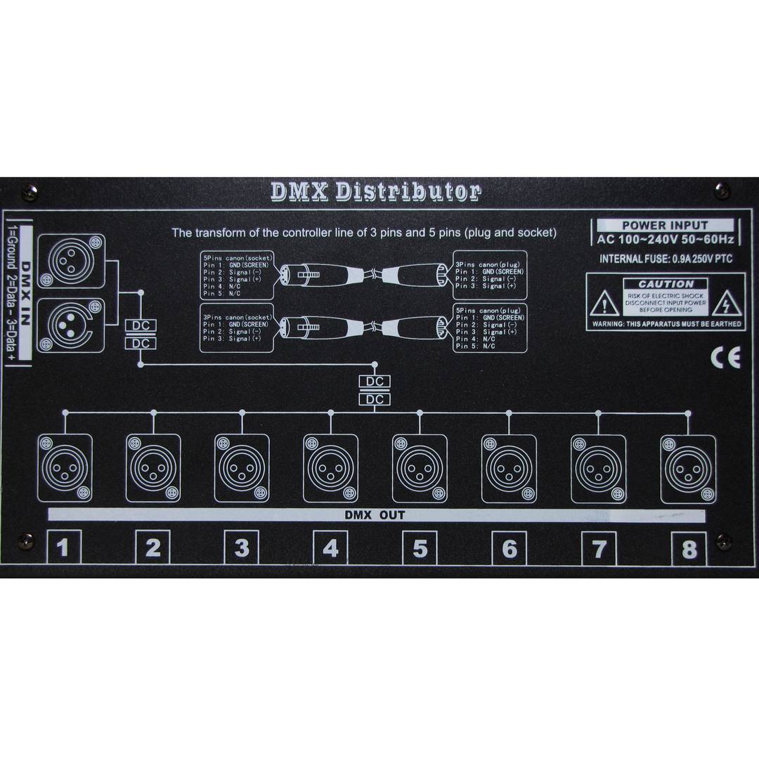 Multiplicador DMX 512 de 8 puertos