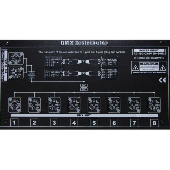 Multiplicador DMX 512 de 8 puertos