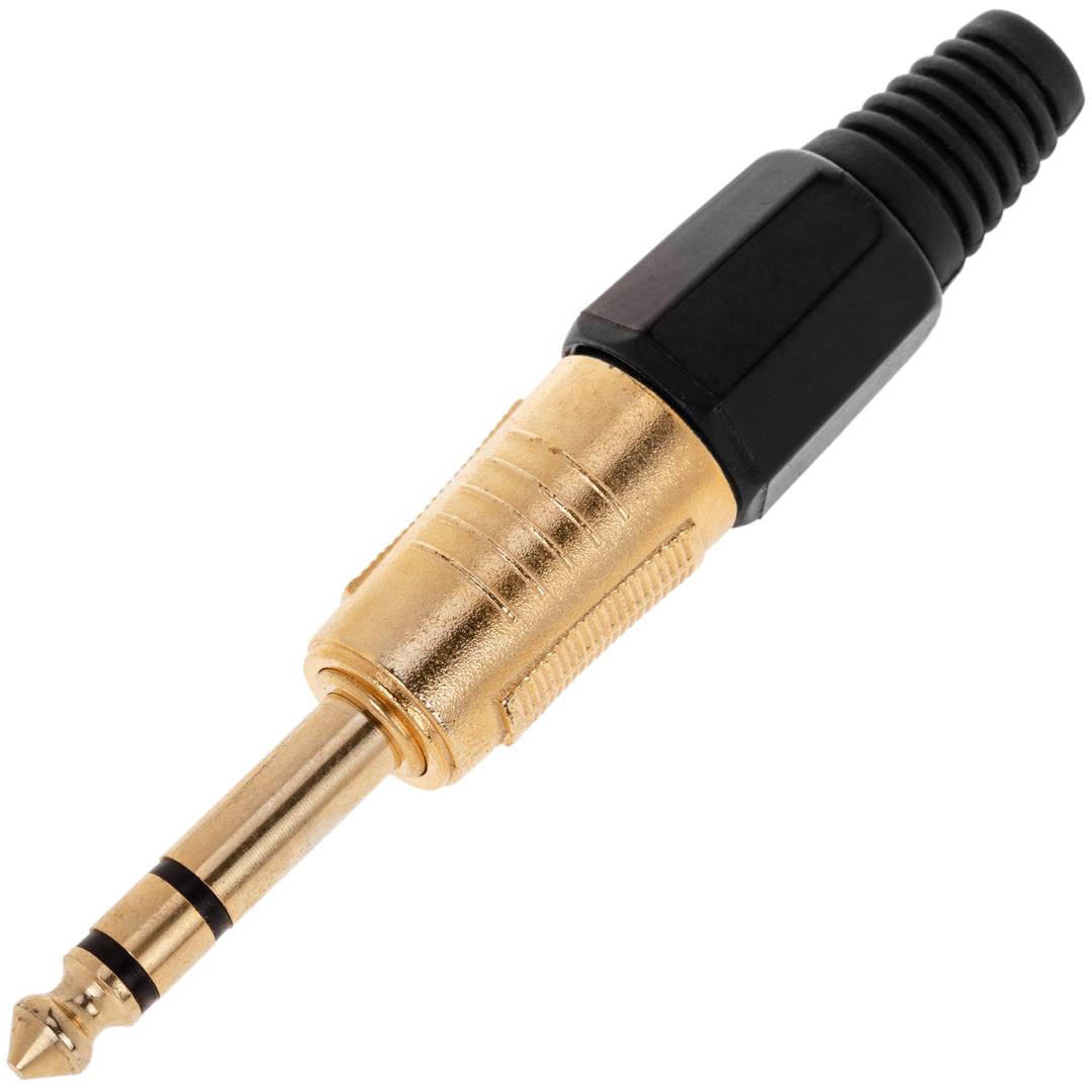 Złącze jack 6,3 mm stereo męski TRS złoty metal HQ